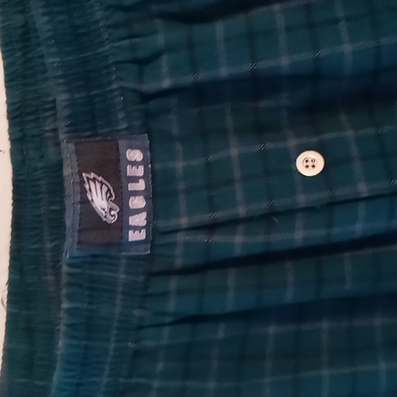 Reeboks Phila Eagles Men's Green Plaid Pajama Pants SZ LG - Picture 3 of 11